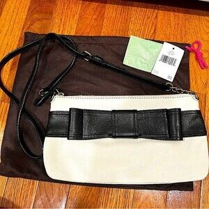 Kate Spade Celina Villabella Avenue Bone & Black Leather Bow Crossbody Bag